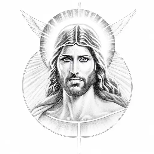 A Realistic Portrait Of Jesus Of Nazareth Surrounded By A Halo Of Sunlight