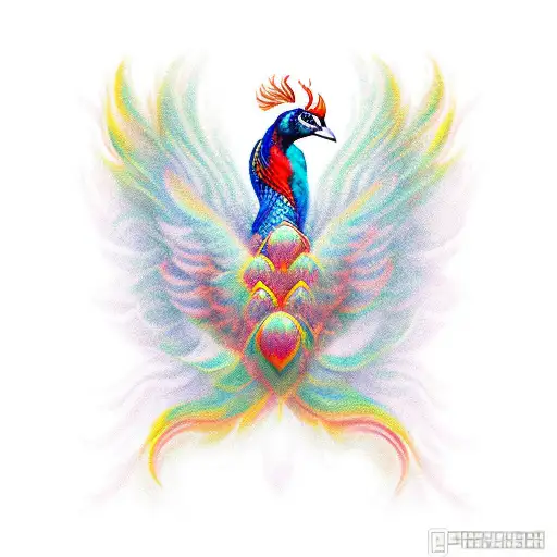 Chest Peacock Morphing Into Phoenix Under Bust