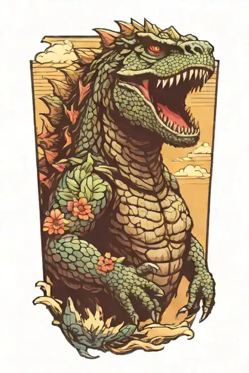 Godzilla Wearing A Hawaiian Shirt
