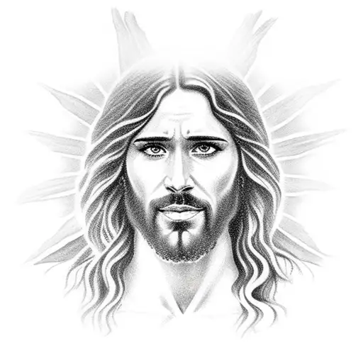 A Realistic Portrait Of Jesus Of Nazareth Surrounded By A Halo Of Sunlight