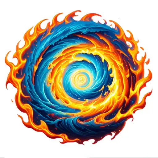 Hurricane Symbol Flames Surrounding