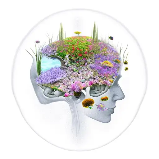 Flowers Growing From A Brain While Darkness Eats It From Underneath