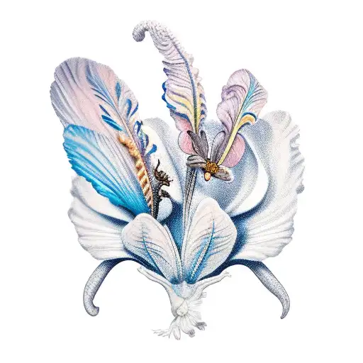 Iris Flower And Poodle Moth