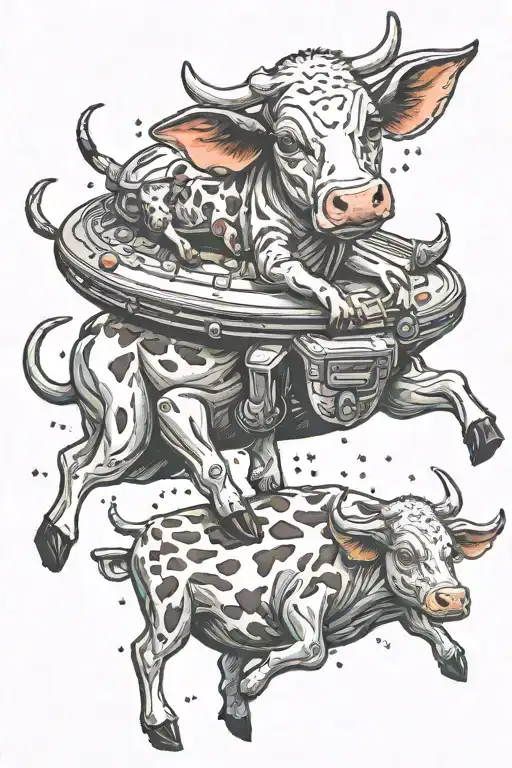 Ufo Abducting Two Headed Baby Cow