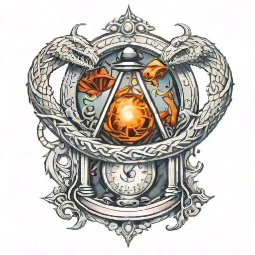 Ouroboros Encircling An Hourglass