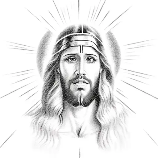 A Realistic Portrait Of Jesus Of Nazareth Surrounded By A Halo Of Sunlight