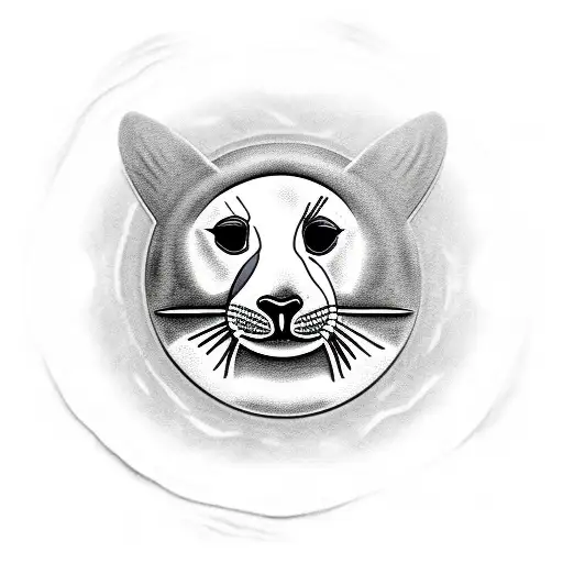 Very Detailed Black And White Seal With Whole Body