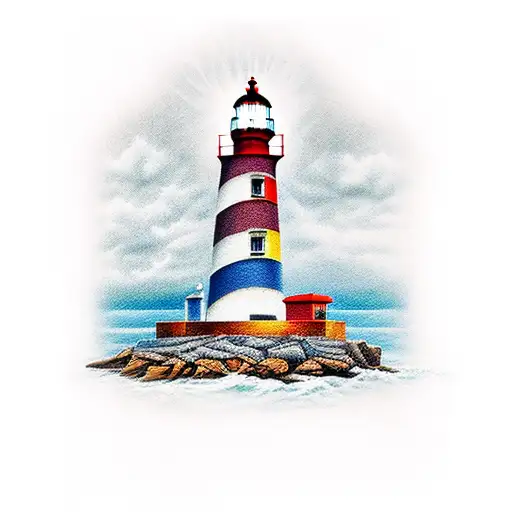 Working Lighthouse With Some Broken Down Sections