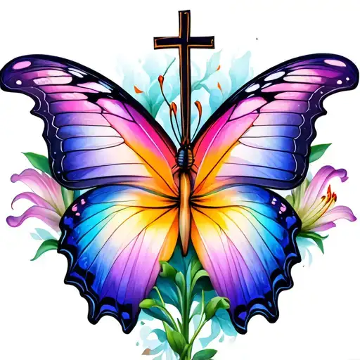 Lily Cross Butterfly Colorful
