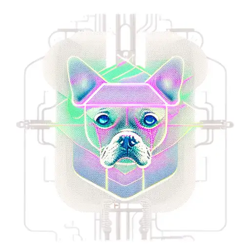 A Futuristic Circuit Board Design With A Dog Silhouette Integrated Into The Pattern