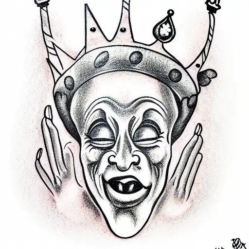 Laughing Jester With A Crown In His Hand