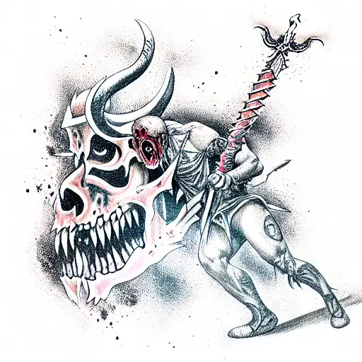 Warrior Kills Demon With Sword