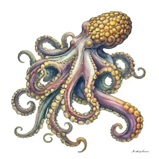 Realistic Octopus Colored