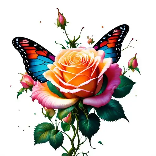 Butterfly Emerging Rose