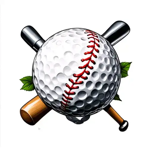 Golf Clubs And Baseball Bat With Roses