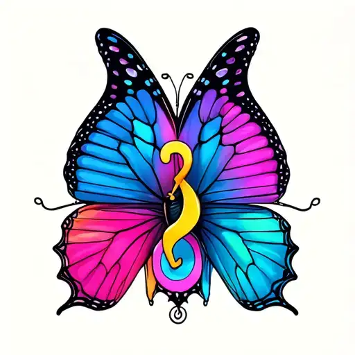 Half Butterfly With Semicolon And Safety Pin