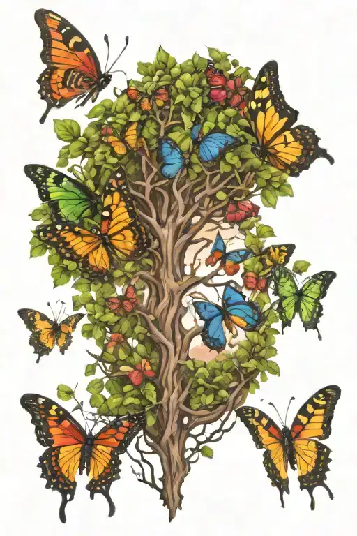 African Tribal Butterfly Emerging From Tree Of Life