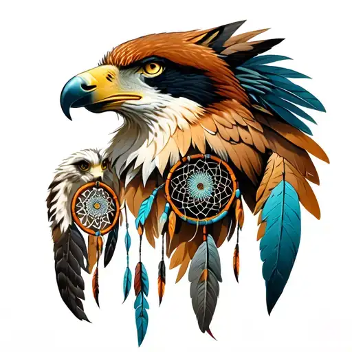 Cancer Survivor Native American Themes Wolf Eagle Dreamcatcher