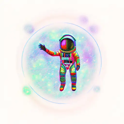 Astronaut Holding With A Glowing Dna Strand