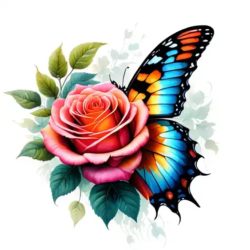 Butterfly Emerging Rose Intertwined
