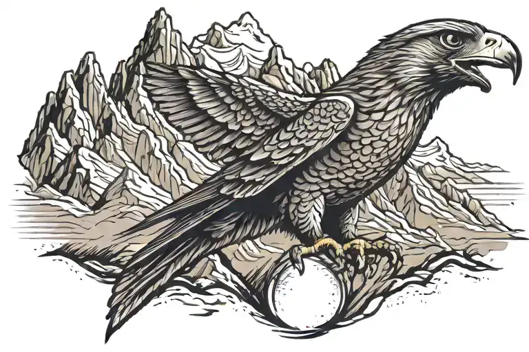 Mountains With Falcon Not Eagle Soaring