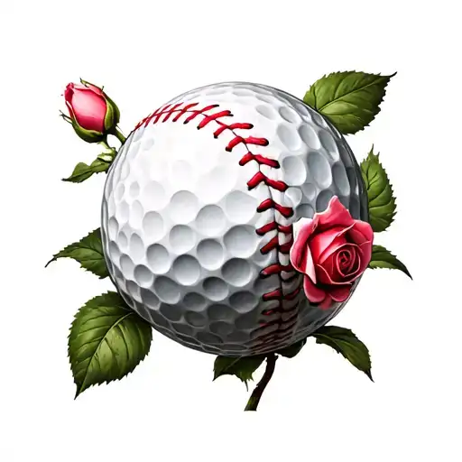 Golf Baseball And Roses Growing