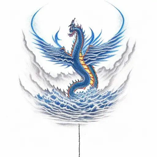 Dark Blue Lightning Dragon Flying Up To Heaven Carrying A Log With The Name Corban Engraved On It