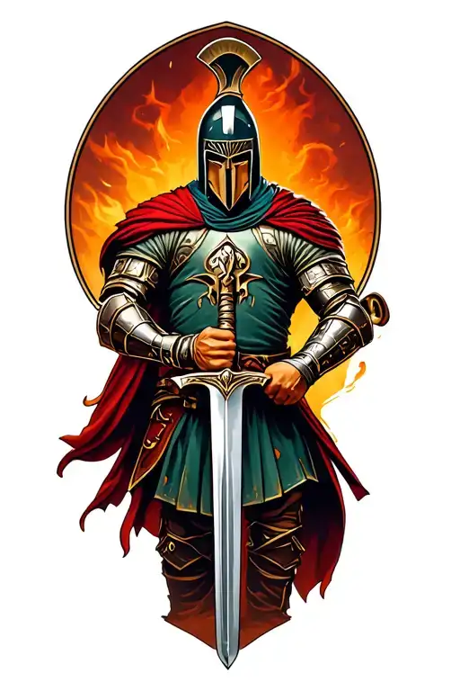 Spartan Soldier Holding Sword
