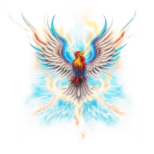 Rising Phoenix With Flames