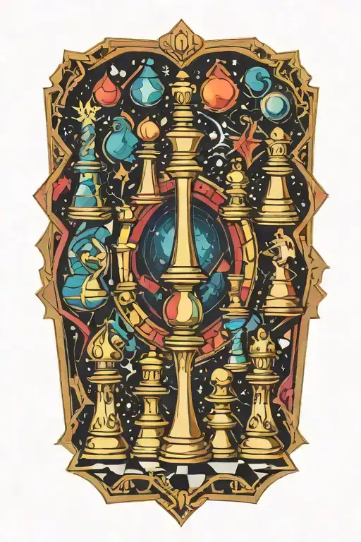 Chess Pieces Arranged In A Mesmerizing Geometric Pattern Representing The Cosmos