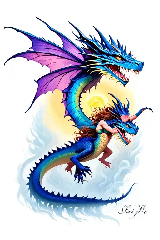 Fairy Tames A Dragon Fighting