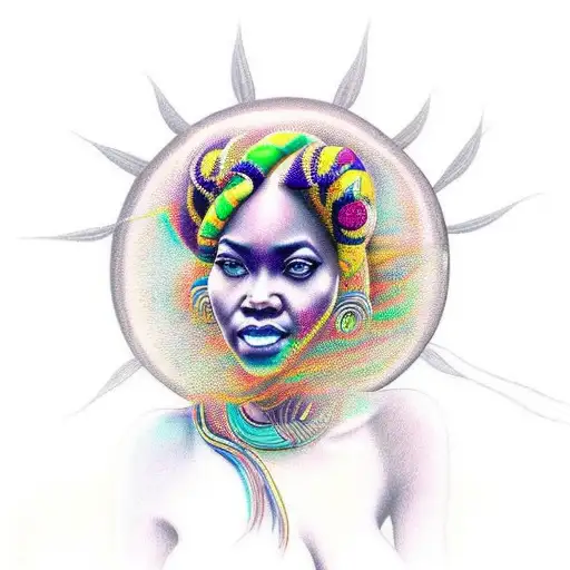 African Goddess With Locs Reaching Spiritual Enlightenment