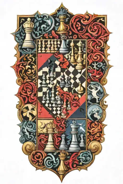 Chess Board Arranged In A Mesmerizing Geometric Pattern Representing The Cosmos