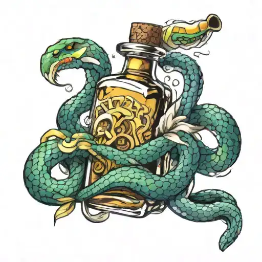 Tequila Bottle With Snake Wrapping Around It
