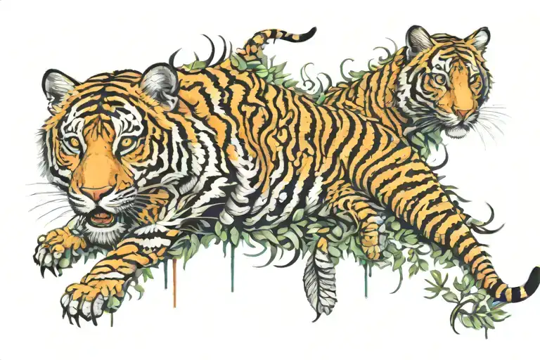 Thousand Eyes Clustered Together With Tiger Print Camouflage