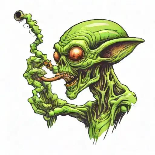 Alien Smoking A Pipe