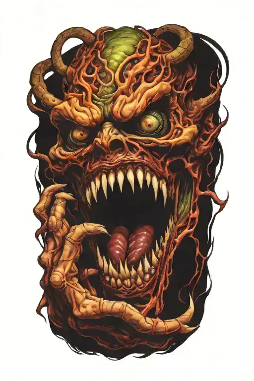 Horror Demon Eating A Human