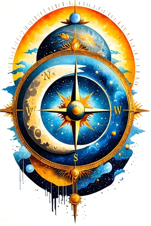 Sun Moon Compass Nsew On Space