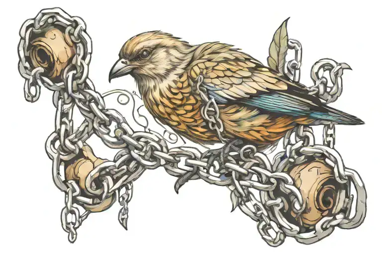 Bird Breaking Out Of Chains