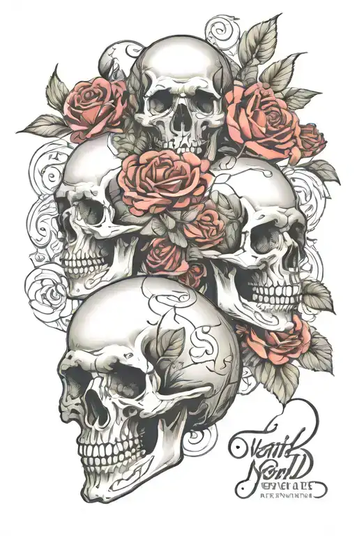 Skulls And Rosses With Tamil Script Flowing And Tamil Historical And Architectural Details