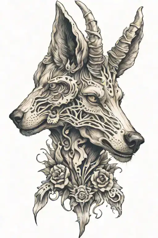Wolf Wearing Ram Skull