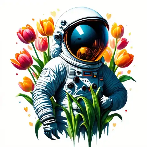 Astronaut And Tulips