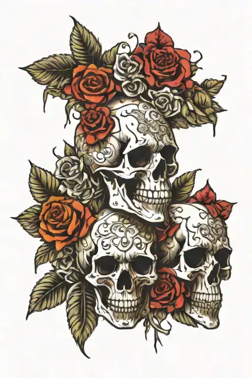 Skulls And Rosses With Tamil Script Flowing And With Tamil Historical And Mythological Details