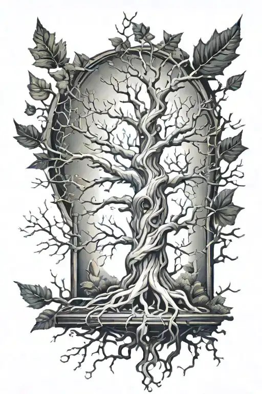 Wicked Tree With Branches And Leaves Growing