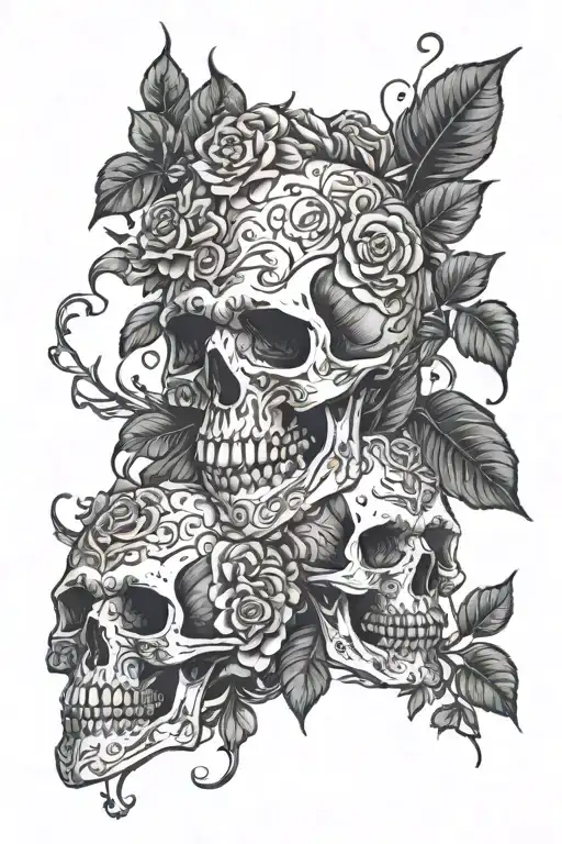 Skulls And Rosses With Tamil Script Flowing And With Tamil Historical And Mythological Details