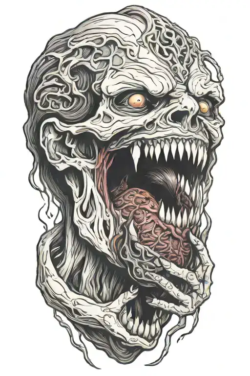 Horror Demon Eating A Human Heart