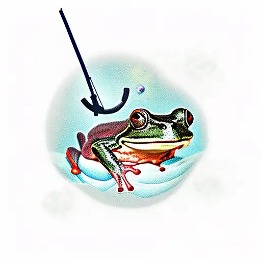 Frog With Fishing Pool