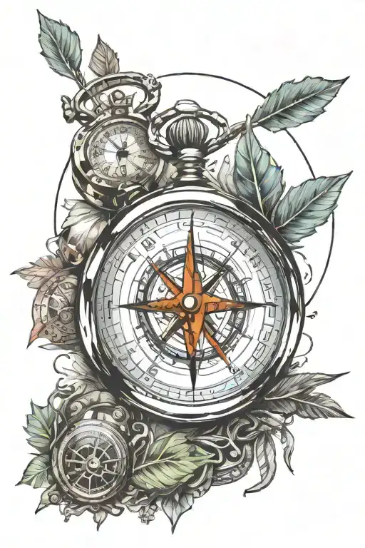 Packet Watch And Compass With Arrow Going