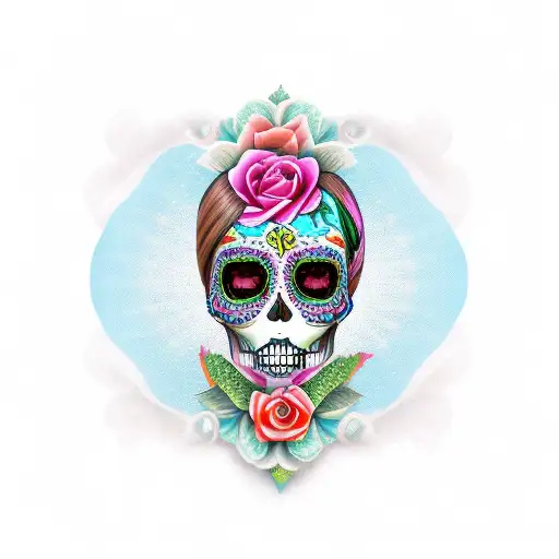 Sugar Skull Half Girl Face