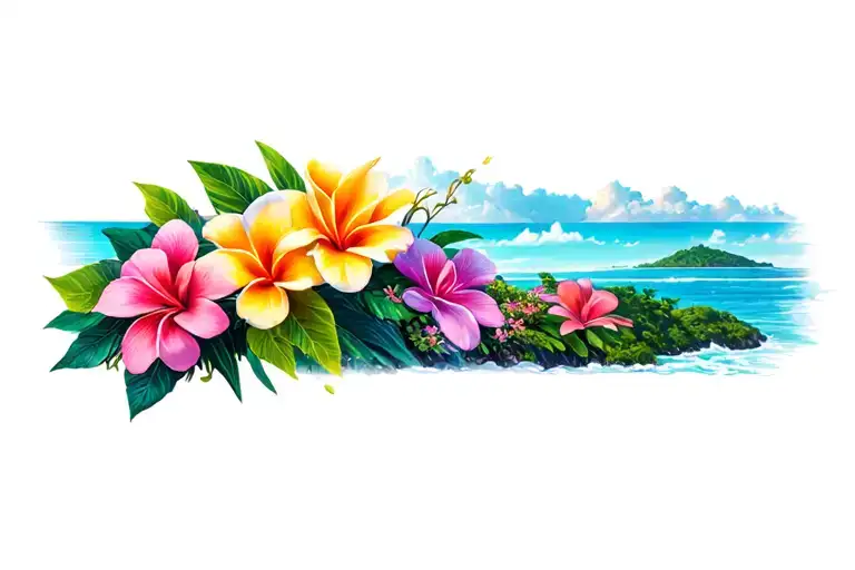 Hawaii Islands Surrounded By Flowering
